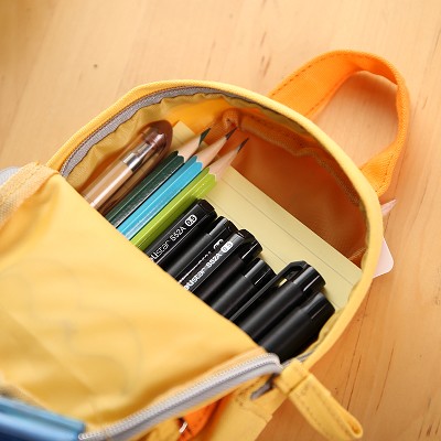 得力创意书包造型笔袋 多功能大容量小学生文具袋男女 帆布铅笔盒