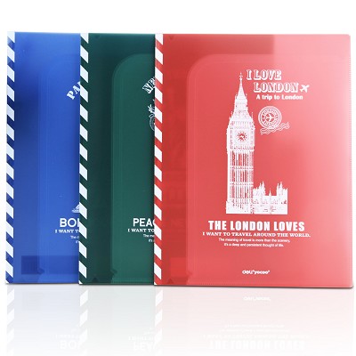 得力5718 创意复古英伦图案文件套 资料夹 试卷夹A4 逆时光6页