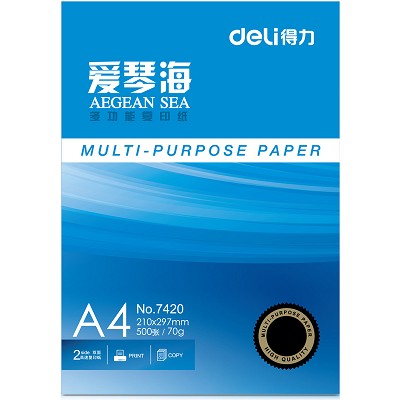 得力复印纸7421爱琴海双面打印用纸A4白纸江浙沪皖包邮5包装整箱