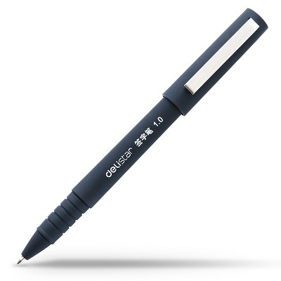 得力S24中性笔 黑色碳素笔水笔签字笔 学习办公文具书写笔 1.0mm