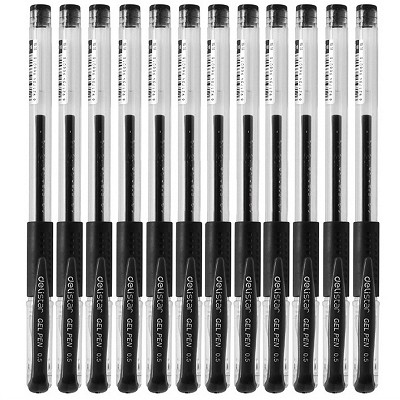 得力中性笔6601半针管黑笔签字笔碳素红笔水笔0.5mm办公文具流畅