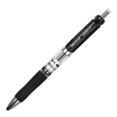得力按动中性笔S02黑色办公商务签字水笔进口油墨0.7mm