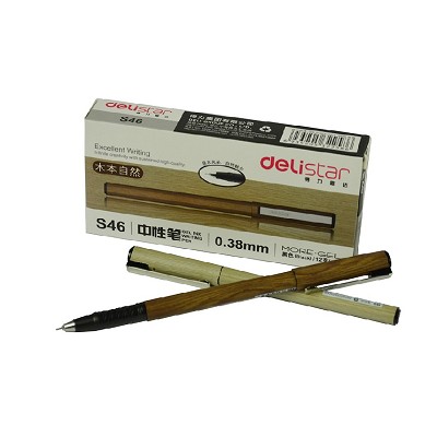 得力财务使用中性笔水笔签字笔S46木本系列中性笔 0.38