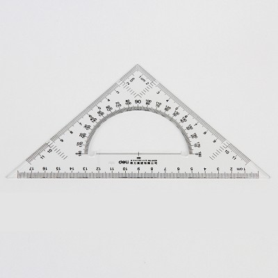 得力6420 塑料三角尺18/25/28cm三角板 小学生文具尺绘图使用仪尺