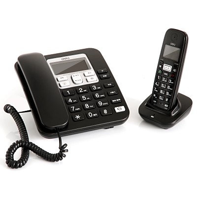 得力2.4G数字无绳电话机791保真高保密通话效果座机 商务办公使用