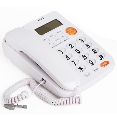 得力780电话机 办公家用座机 带来电显示 免提防雷 带锁 白色