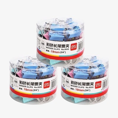 得力8555-5#彩色长尾票夹41MM（简装）