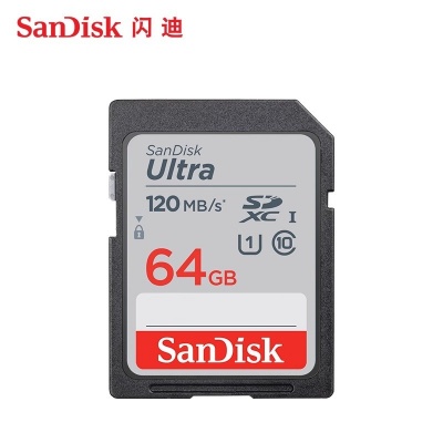 闪迪高速相机SD存储卡64G微单反数码摄像机U1内存储存卡120MB/S